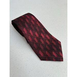 Arrow Men's Standard Red and Black‎ Geometric Metallic Silk Tie